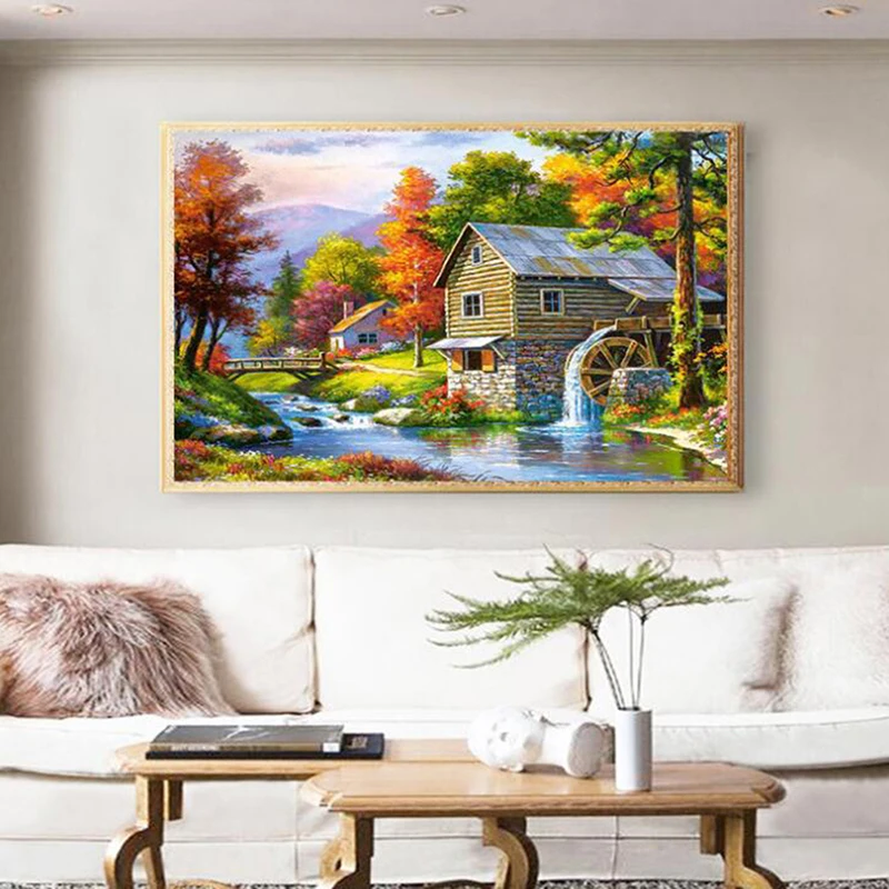 Алмазная вышивка в сельском стиле деревня мозаика крестиком домашнее деликатное