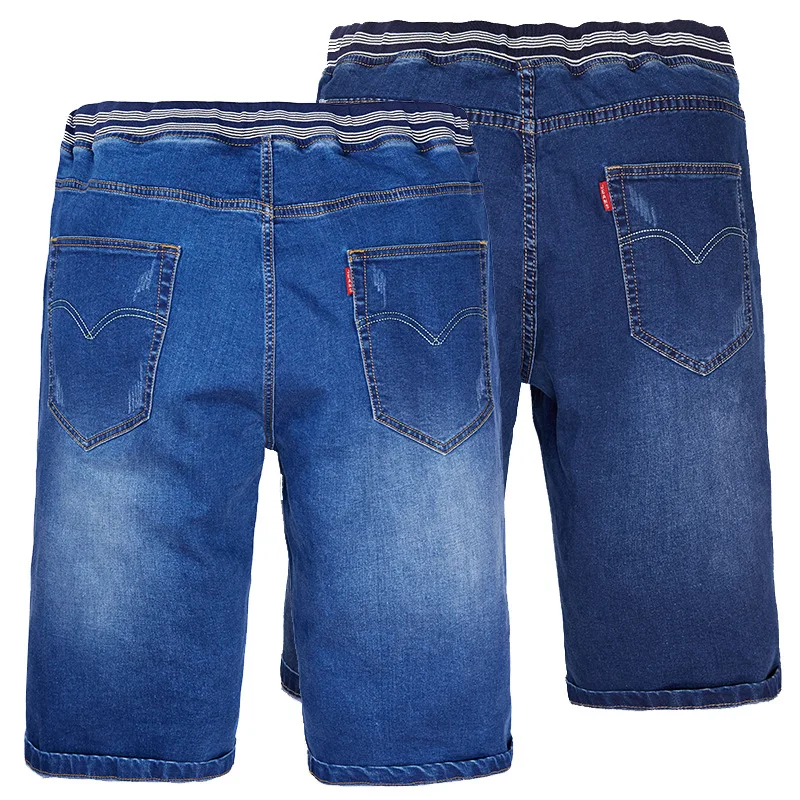 

Summer Large Size Men's High Elastic Loose Denim Pants 2019 Men Brand High Waist Ripped Calf Length Jeans Plus Size