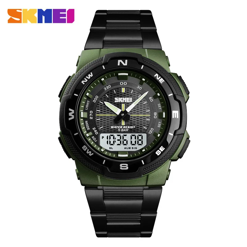 

SKMEI1370 Men's Shi Ying Electronic Double Display Strip Watch Luminous Alarm Clock Week Date Display