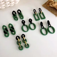 lovoacc retro multi designs green color chunky link chain earring for women hollow out geometric arcylic long dangle earrings