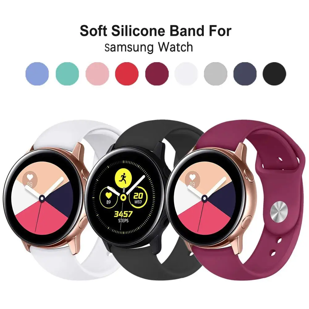 Спортивный ремешок 22 мм 20 для Samsung Gear Sport S2 S3 Galaxy Watch Active 42 46 силиконовый Huami Pebble Time