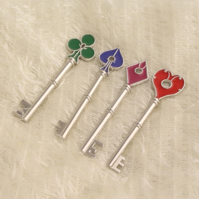 

4 Pcs Game Residents Evils Keychain Set RPD Square Plum Heart Key Police Playing Cards Badge Pendants Cosplay Keyrings