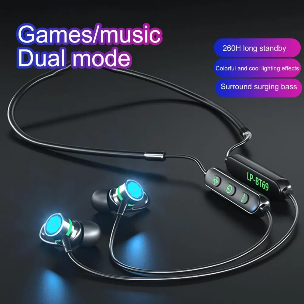 

Bluetooth-наушники BT69 с магнитным шейным ремешком и светодиодный светильник