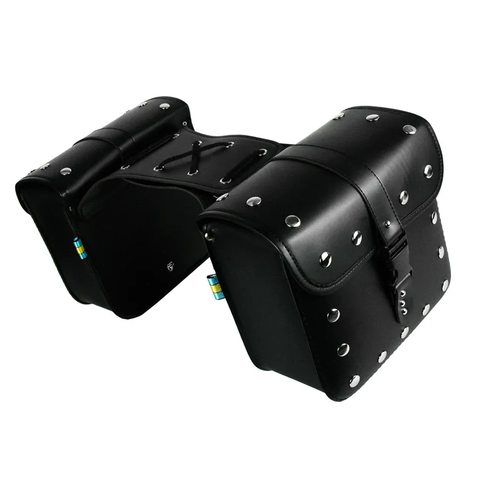 

Универсальные мотоциклетные седельные сумки из искусственной кожи, боковые чемоданы для инструментов, черные, подходят для Harley Touring Sportster XL883 XL1200, 2 шт.