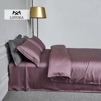 lofuka luxury women purple 100 silk bedding set beauty silky quilt cover double queen king flat sheet pillowcase free shipping
