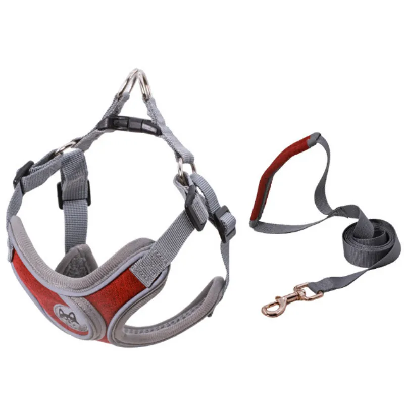 Шлейка поводок для собак нейлоновая сетчатая дышащая регулируемая