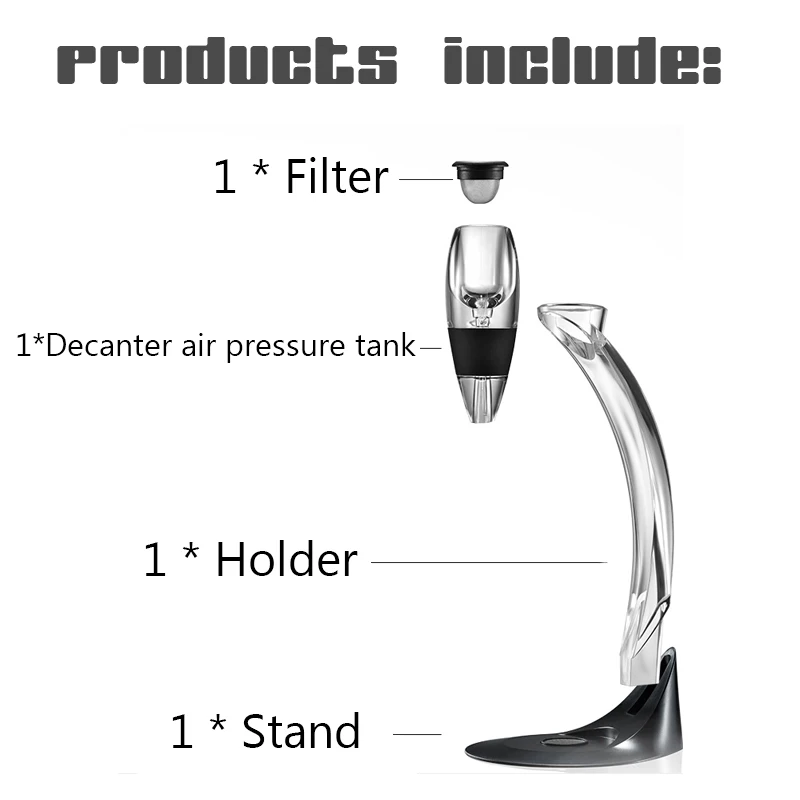 

Professional Red Wine Decanter Pourer With Filter Stand Holder Vodka Quick Air Aerator For Home Dining Bar Essential Set