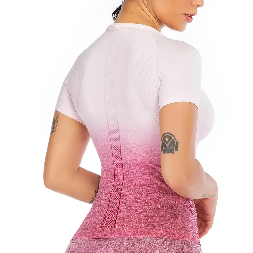 Женская футболка для йоги Zhangyunuo бесшовный укороченный топ с коротким рукавом и