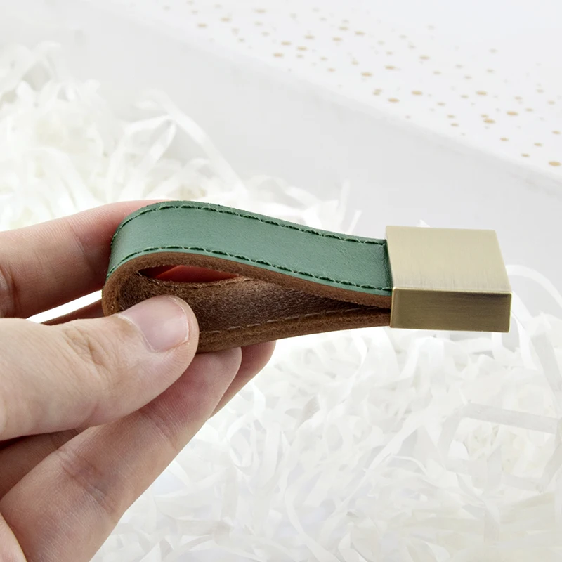 Фото Soft green Leather furniture handle leather cabinet drawer Pull handles knobs for dresser Обустройство дома Soft green Leather furniture handle leather cabinet drawer Pull handles knobs for dresser Обустройство дома
