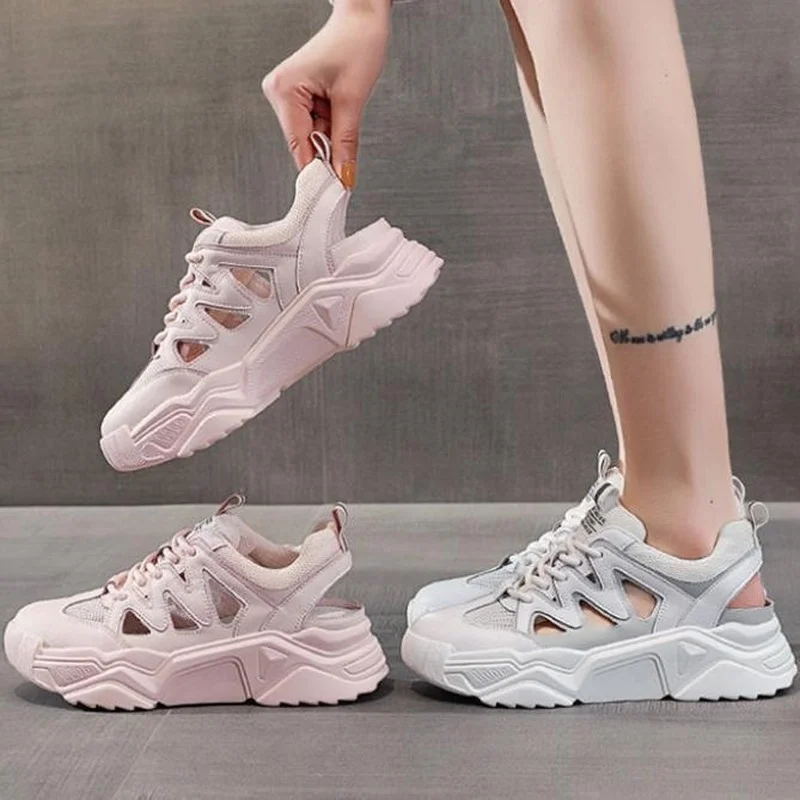 

Женские кроссовки с сетчатым верхом, дышащие сетчатые кроссовки на толстой подошве, повседневная обувь в стиле интернет-знаменитостей, лет...