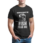 Футболка мужская хлопковая с надписью Want Me, рубашка с принтом рыбы, страха меня, рыбалка, топ, уличная одежда, лето