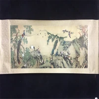chinese old long scroll painting birds paying homage to the phoenix picture