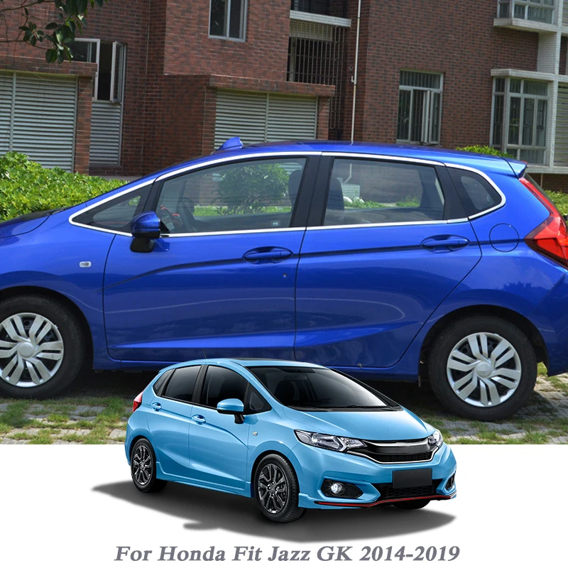 

14pcs Car Styling Column Sticker For Honda Fit Jazz GK 2014-2019 Window Trim Cover Exterior Body Decoration Chrome Accessory