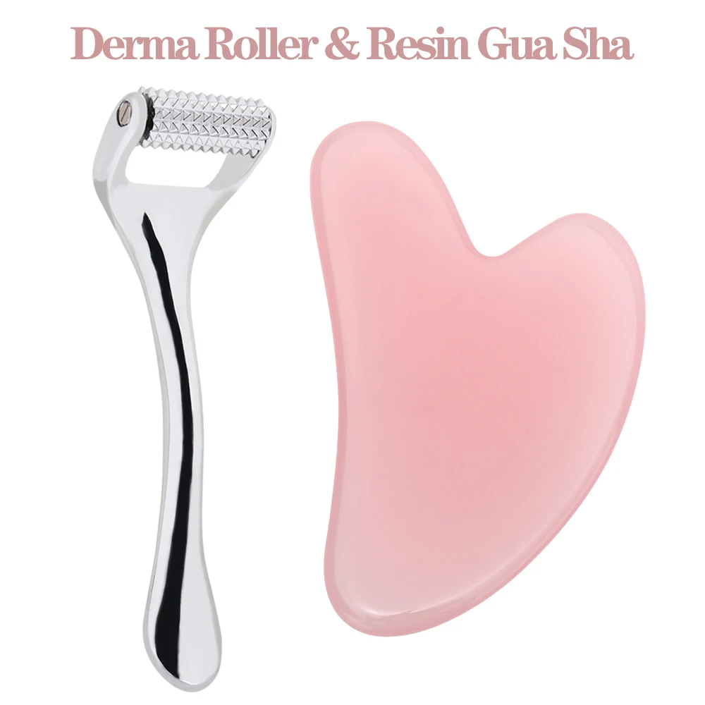 

Resin Gua Sha Massage Board for Face Lifting Wrinkle Removal Scraper Derma Roller Zinc Alloy Microneedling Facial Massage Roller