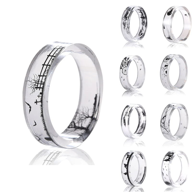 Новинка кольцо из прозрачной смолы дерево и птицы картина с чернилами декорации