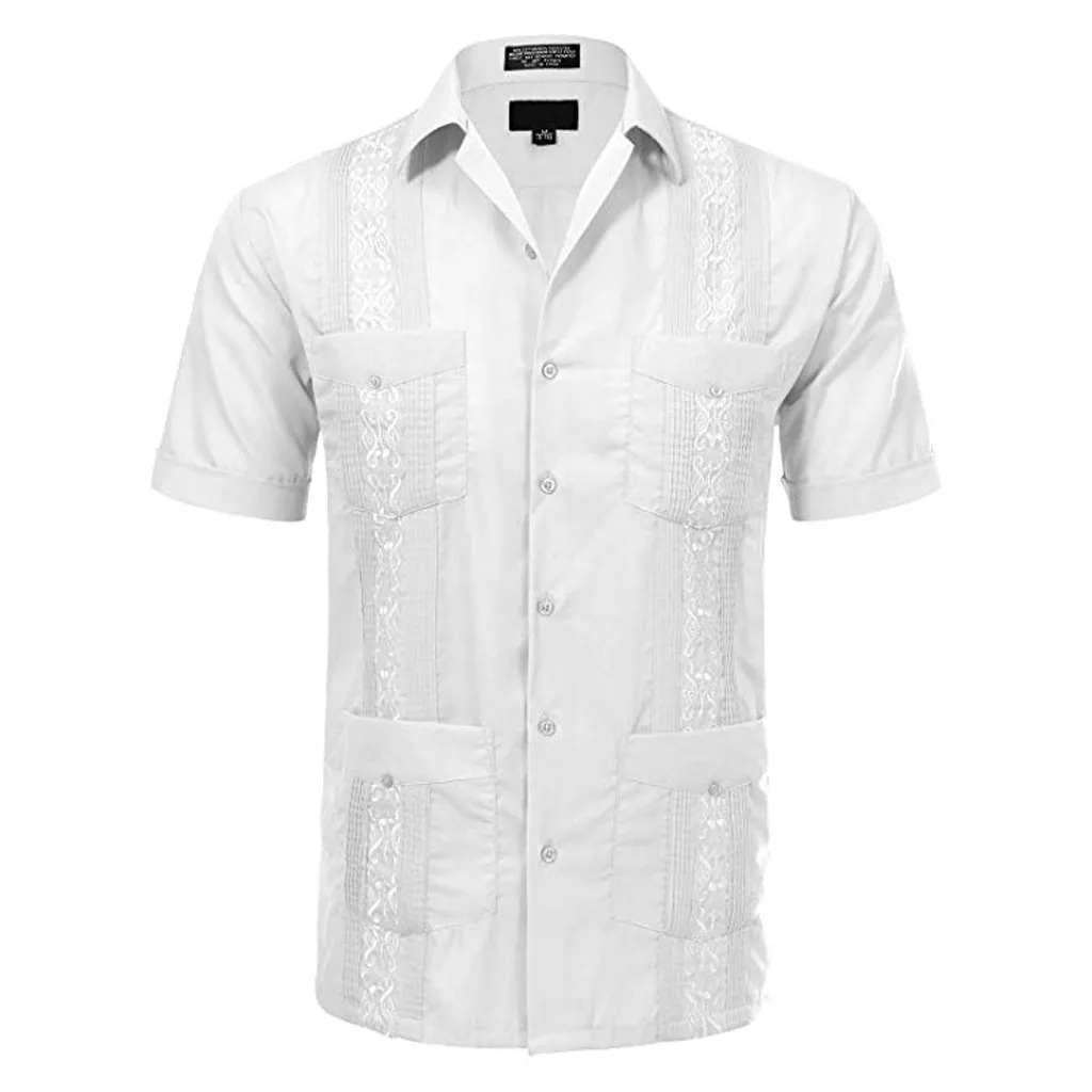 Рубашка JAYCOSIN мужская с вышивкой винтажная блузка в этническом стиле свободная