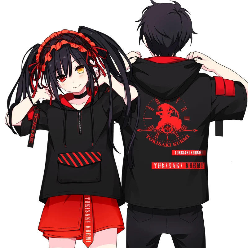 Футболка унисекс для косплея токисаки Куруми черная хлопковая рубашка с