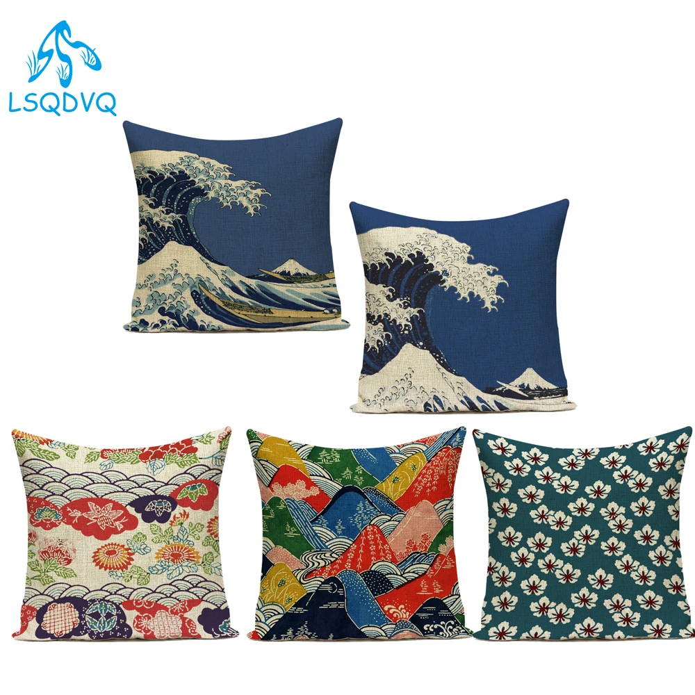Японская квадратная подушка с принтом Fuji Mount из полиэстера наволочка для дивана
