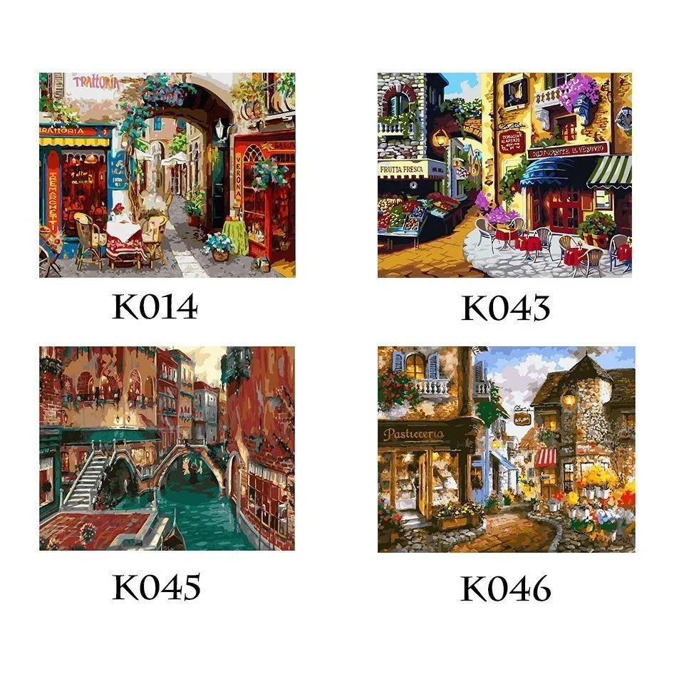 AZQSD масляная краска ing City Shop краска по номерам краски пейзаж DIY Холст Картина Ручная Краска ed домашний декор K043