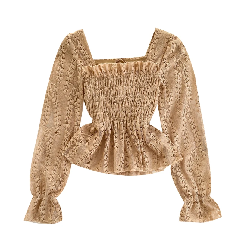 FTLZZ Женская Повседневная рубашка с рюшами новинка лето весна длинный