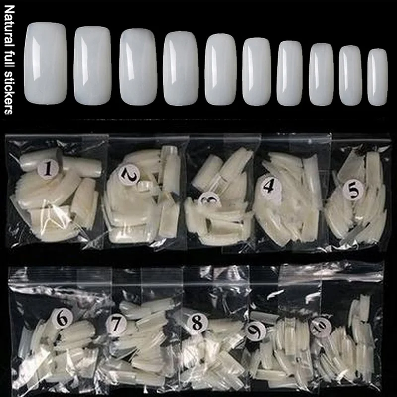 500natural full tips Накладные ногти 500 шт натуральные капсульные прозрачные накладные ногти накладные маникюрные акриловые съемные французские накладные ногти - Цвет: 500natural full tips