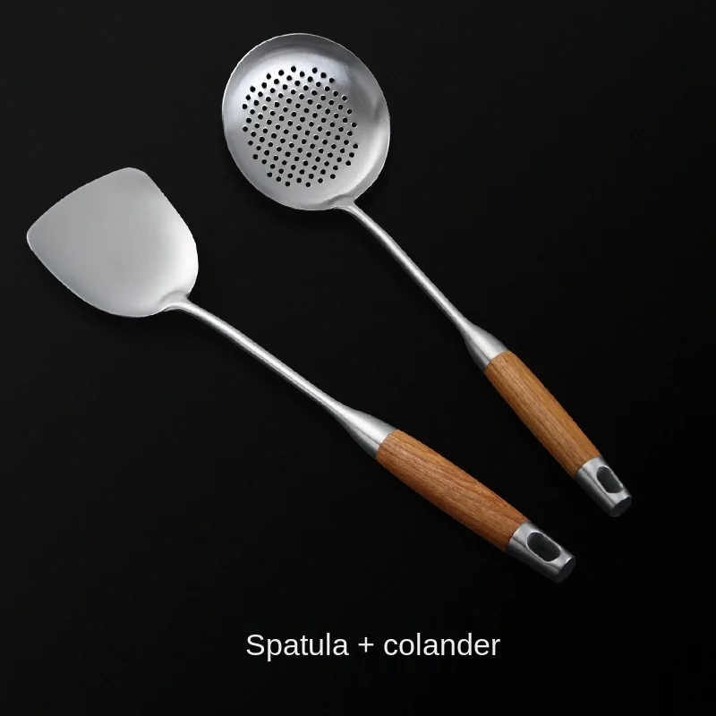 

304 Stainless Steel Spatula Kitchenware Set Soup Spoon Cooking Scraper Kitchen Household Frying Colander Non-Stick Pan