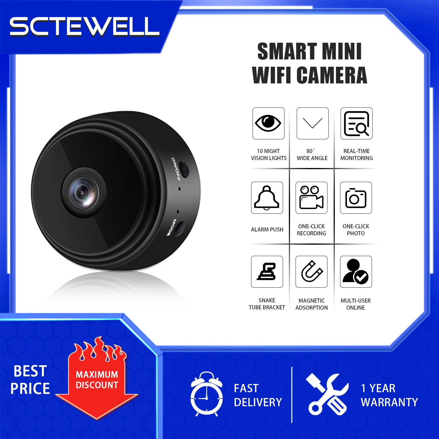 CCTV WiFi Mini  Camera Wireless 720P/ 1080P Portable Home Security  Covert Nanny Cam  Indoor Outdoor Wifi security camera