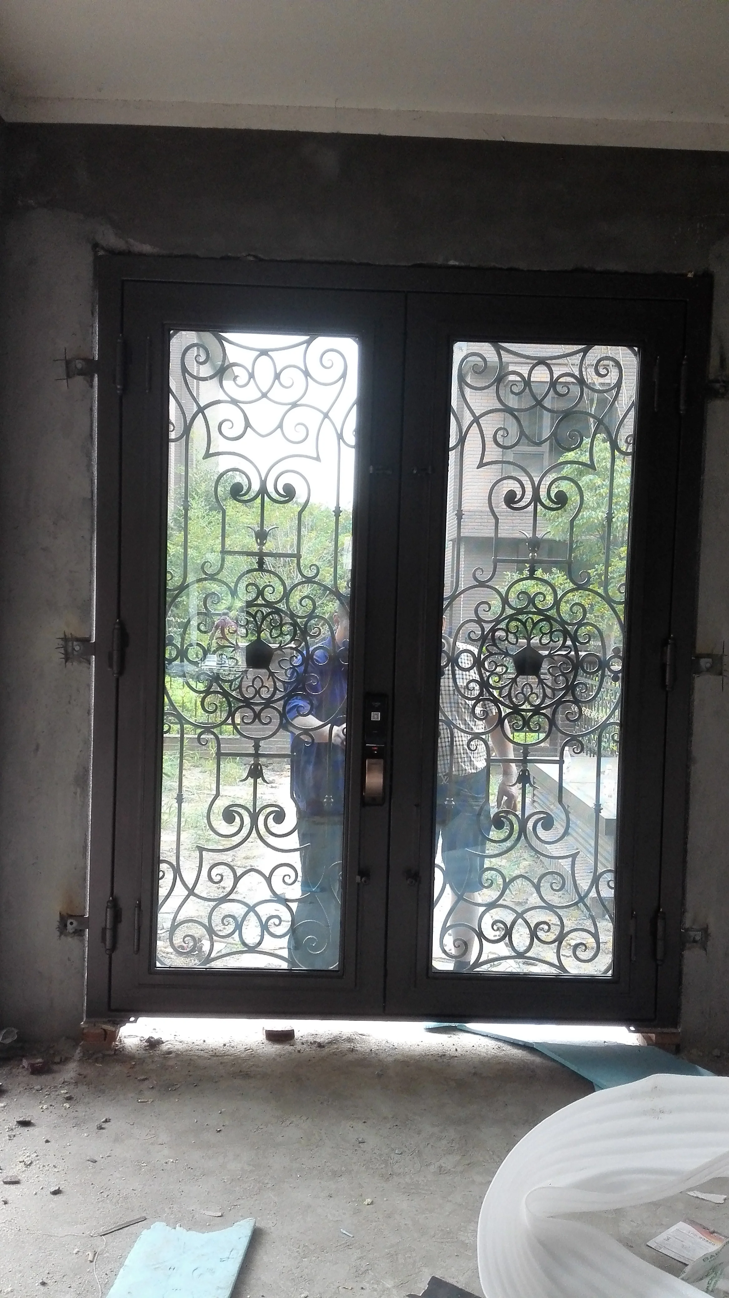

Shanghai Hench Brand China Factory 100% custom made sale Australia wrought iron door with sidelights