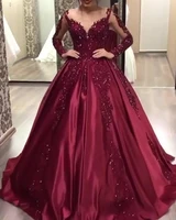 cloverbridal illusion shinning beaded long sleeves prom dresses a line special occasion dress robe de soir%c3%a9e femme wp9845