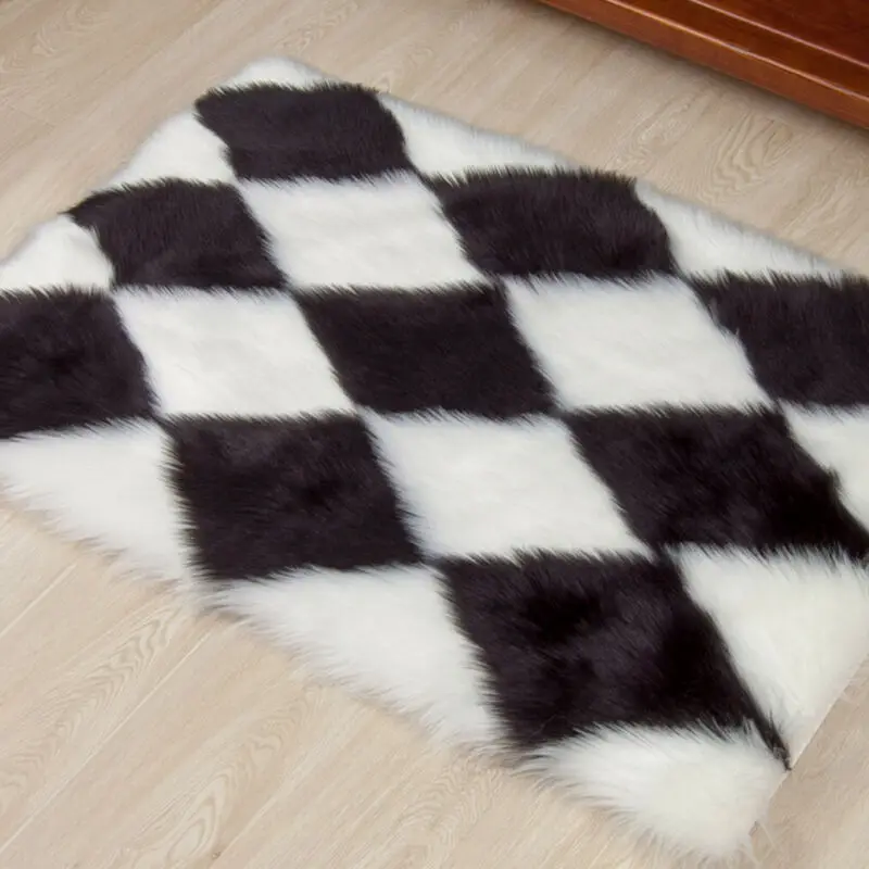Пушистые коврики из искусственного меха в форме ромба нескользящий коврик для