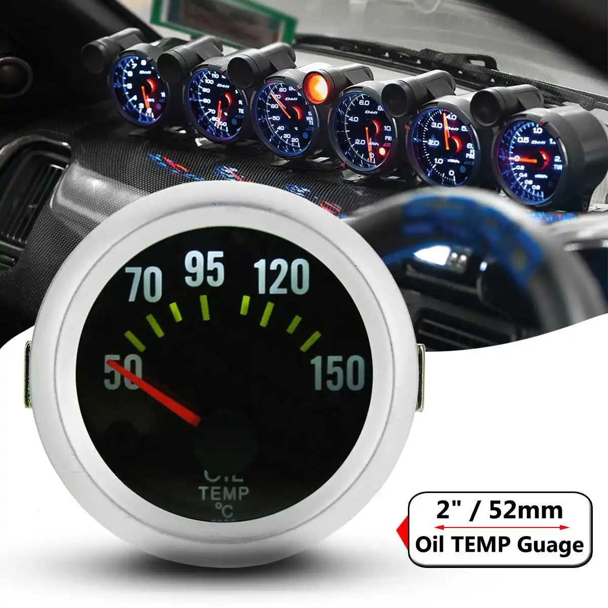 Электрический измеритель температуры масла 2 дюйма 52 мм с белым - Цена: 694,90 руб.