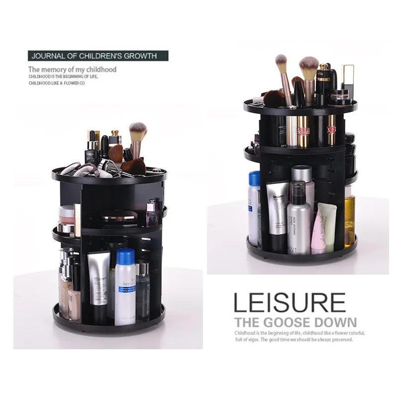 

360-degree Rotating Makeup Organizer Box Brush Holder Jewelry Organizer Case Jewelry Makeup Cosmetic Storage Box