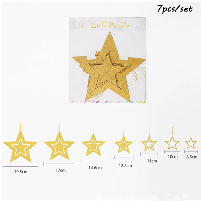 LAPHIL бумажная Свадебная гирлянда с блестящими звездами из розового золота