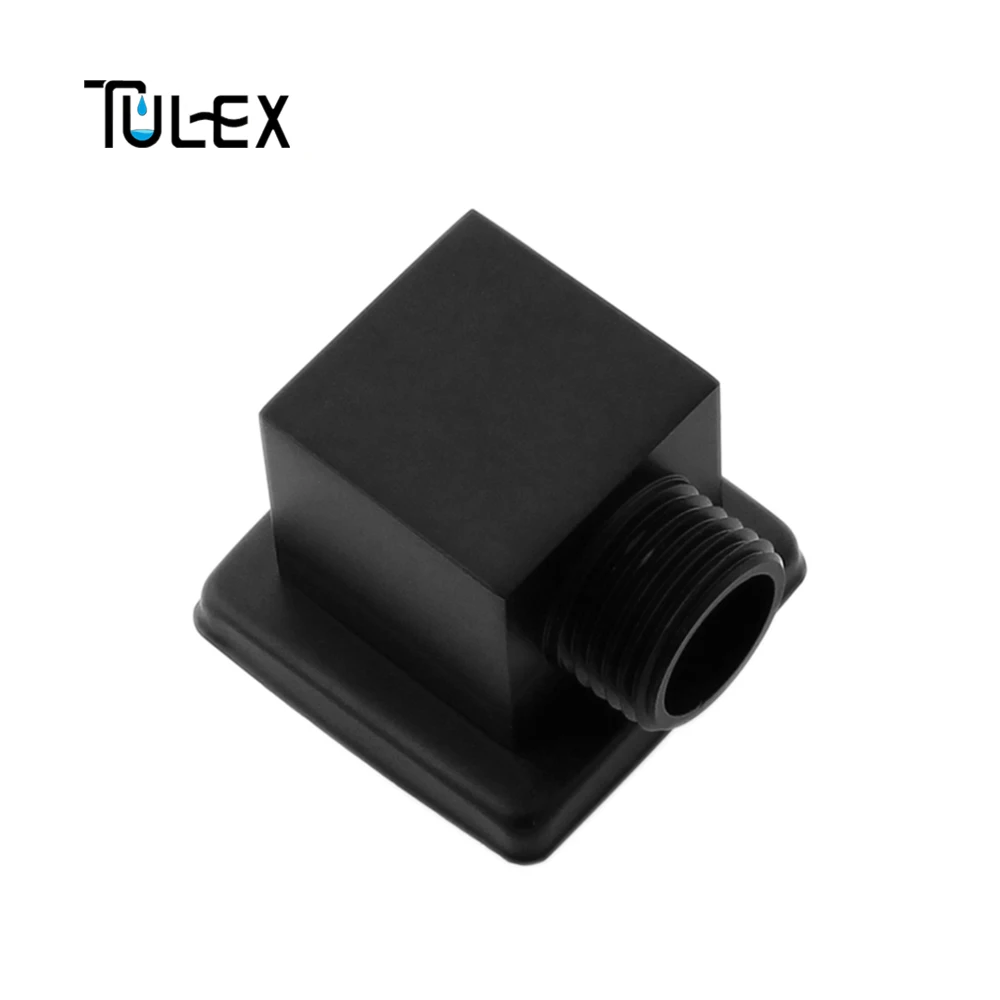 TULEX черный хромированный душевой шланг разъем квадратный аксессуары для ванной комнаты латунный корпус настенный Разъем Кронштейн для душевого шланга