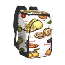 Refrigerator Bag Exotic Tropical Fruits Sketch Soft Large Insulated Cooler Backpack Thermal Fridge Travel Beach Beer Bag