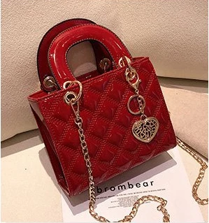 Small Red Роскошные сумки женские дизайнерские сумки через плечо от известного бренда сетчатые сумки через плечо для женщин Дамская лакированная кожаная сумка-мессенджер - Цвет: Small Red