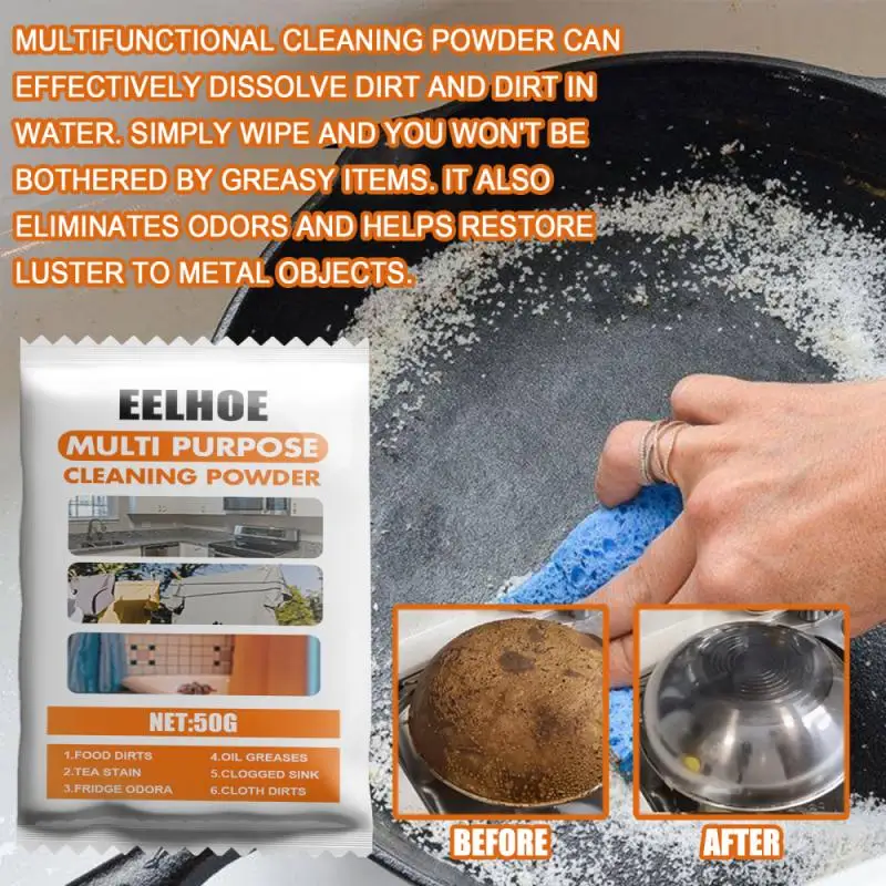 

50g Cleaning Powder Multifunctional Cleaning Powder Utensils Cleaning Powder Kitchen Stains Remover Toilet Bathtub Drain cleaner