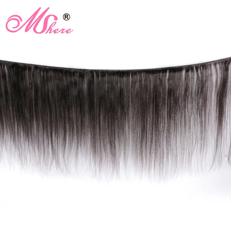 MShere человеческие волосы пучки с закрытием прямые кружева фронтальное Закрытие