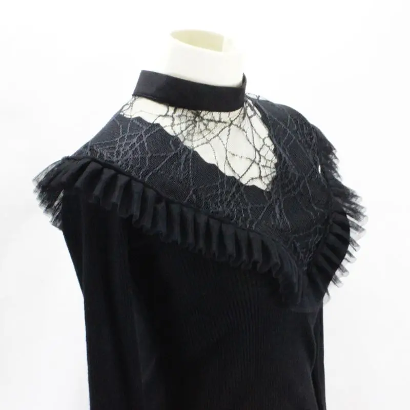 

Spider Web Style Fake Collar Net Mesh Ruffles Lace Detachable Necklace Choker