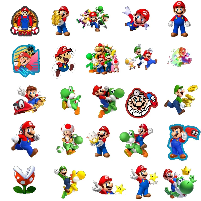 50 шт./компл. Мультяшные супер наклейки с изображением Марио для детей игрушки