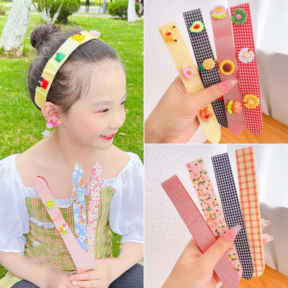 

Children Cute Cartoon Flower Bangs Stick Velcro Hairbands Baby Girls Lovely Broken Hair Artifact Headbands Kids Hair Accessories