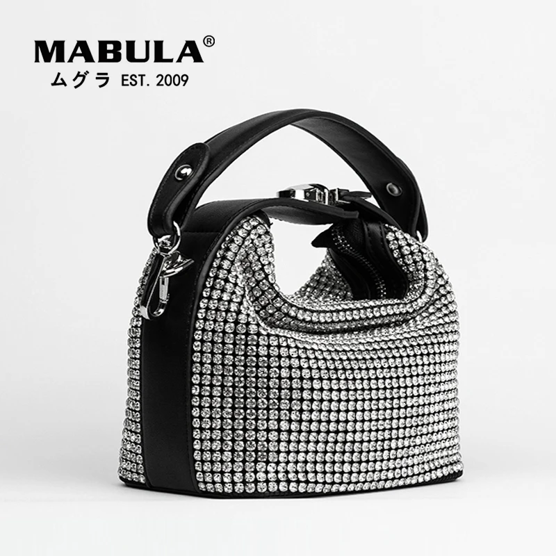 

MABULA Bling Стразы Топ Ручка вечерние сумки для женщин, украшенные сверкающими стразами сумки через плечо кошельки с жемчужной цепочки Свадебна...