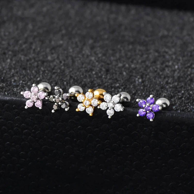 Женские серьги-гвоздики из нержавеющей стали с фианитами | Украшения и