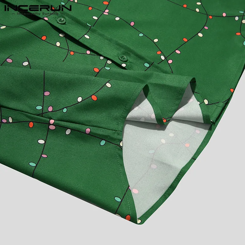 

Men Hawaiian Shirt Printing Streetwear Lapel Button Short Sleeve Blouse Vacation Summer Casual Camisa Masculina INCERUN S-3XL