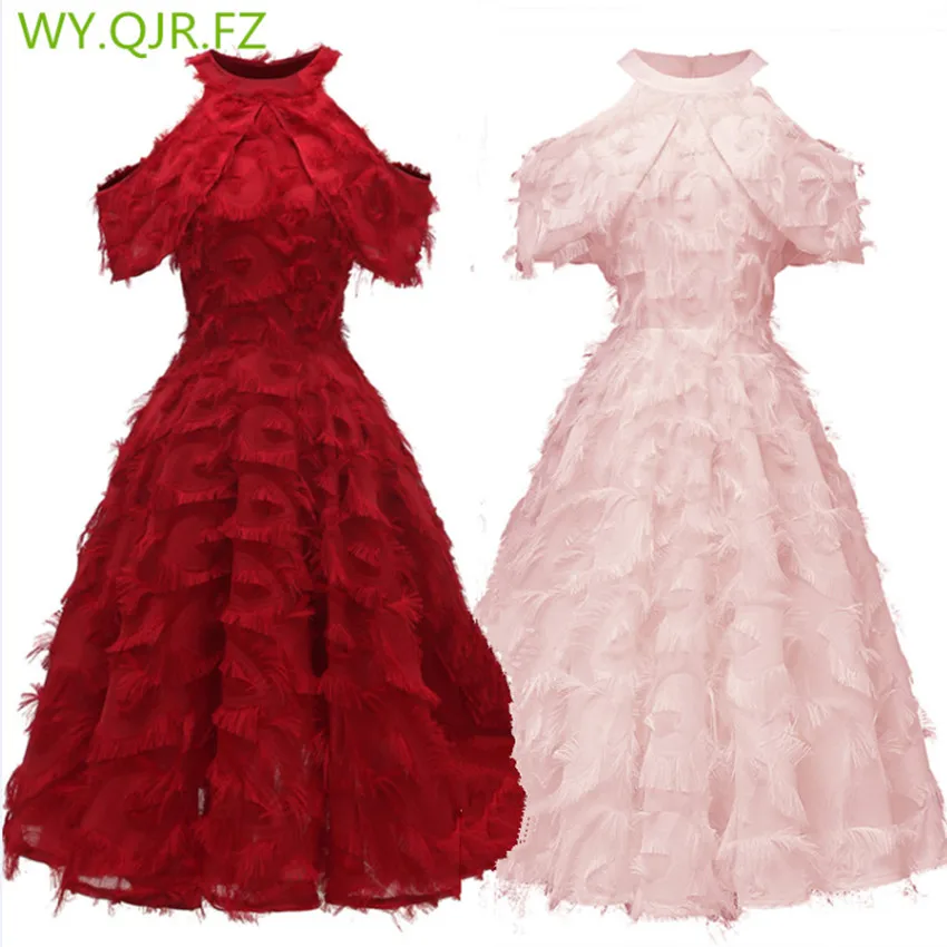 CD 1707 # бордовые Вечерние платья Короткие новые зимние 2019 Белые Розовые