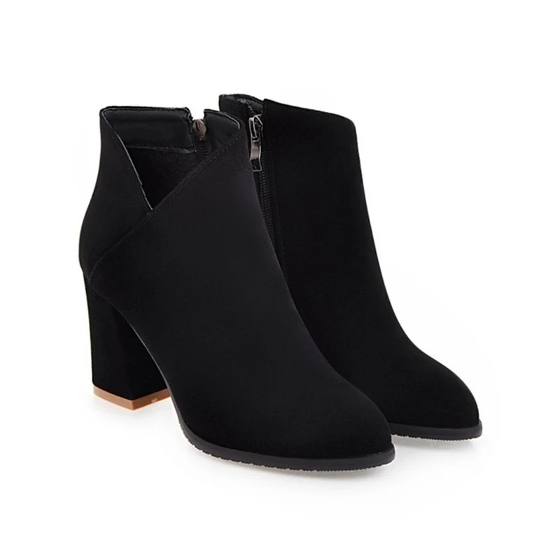 

Plus Size 9 10 11-14 boots women shoes ankle boots for women ladies boots Side zipper pointed suede
