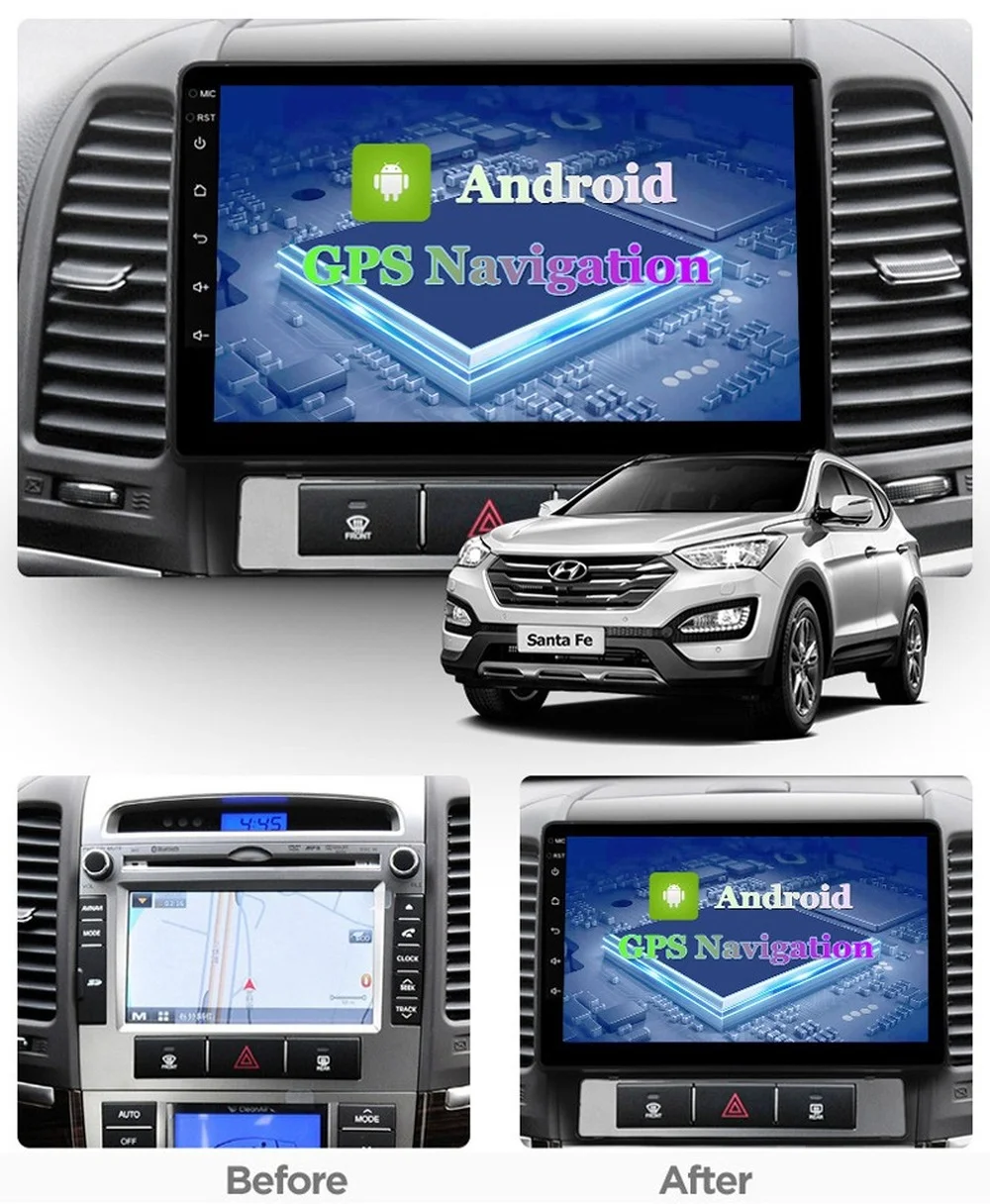 Автомобильный GPS-навигатор Android мультимедийный плеер для HYUNDAI SANTA FE 2005-2012 с RDS BT