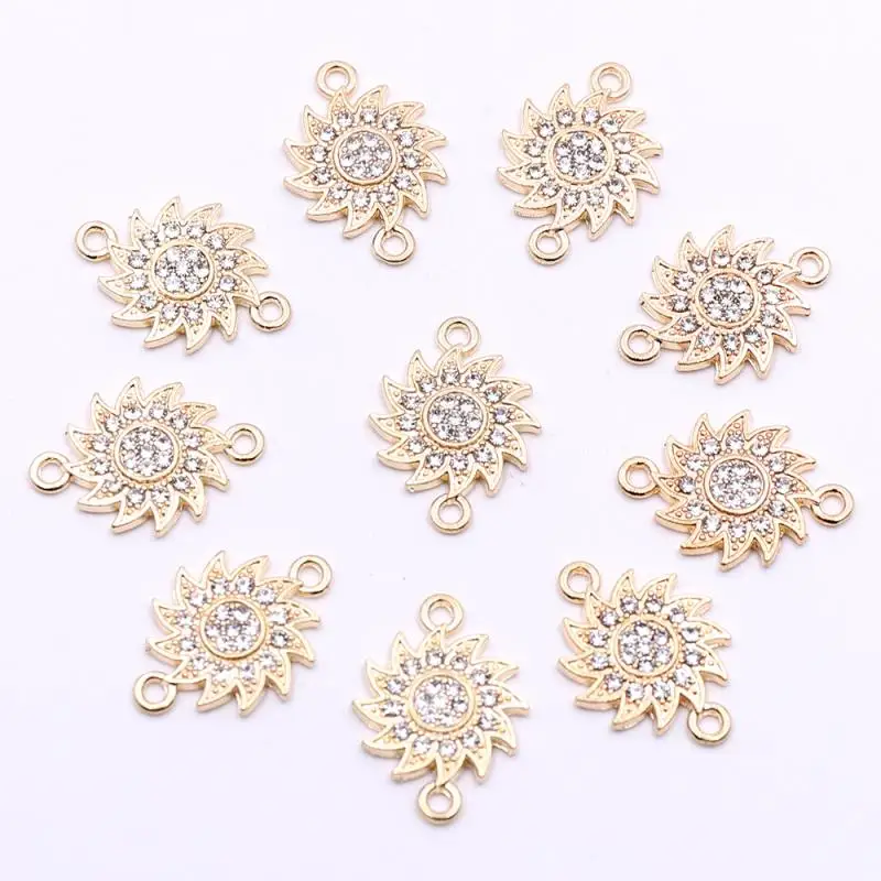 

Wholesale Gold Sunflower Rhinestone Connectors Charms for Jewelry Making DIY Charm Bracelet Accessories for Jewelry Crafts