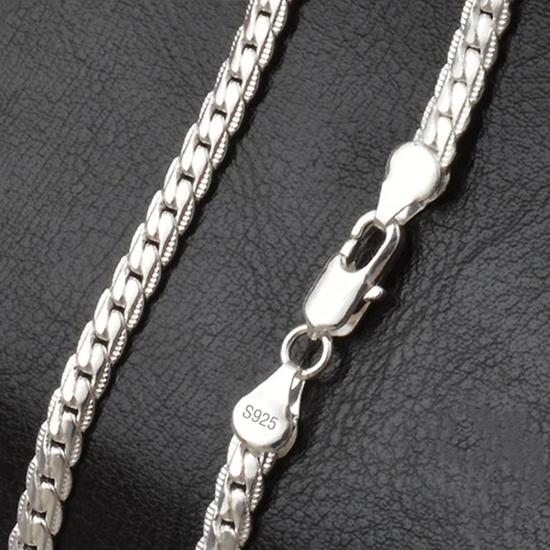 

925 стерлингового серебра 6 мм Full Боком ожерелье 18/20/24 дюймов цепи для женщины и мужчины, ювелирное изделие для помолвки, свадьбы, для женщин