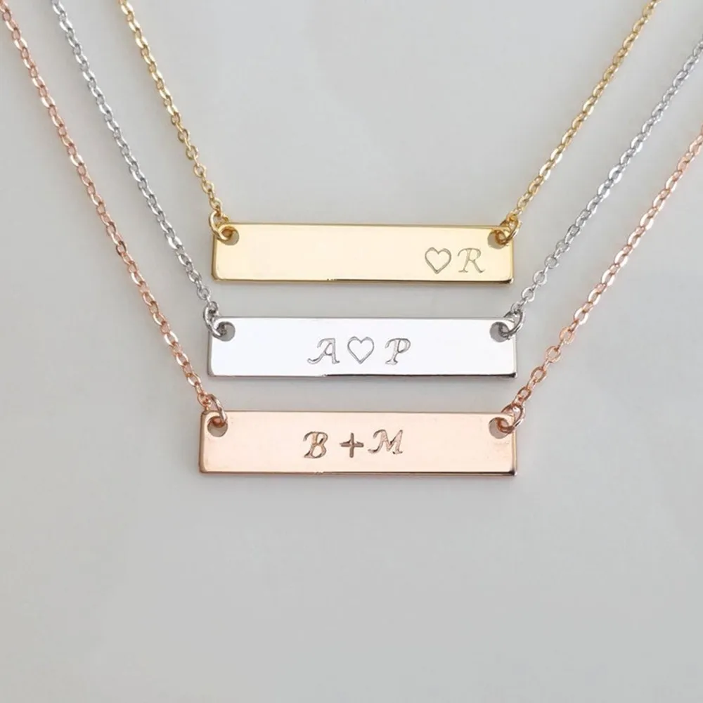 

Custom Silver Name Necklace for Women, Personalized Necklace Name Bar Necklace, Customized Rose Gold Jewelry, Engagement Gift